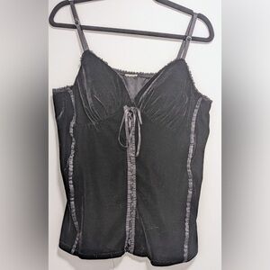 Black Velvet Lace-up Babydoll Cami